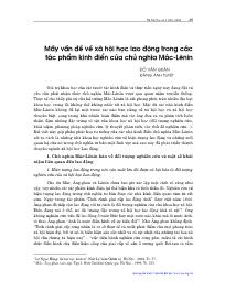 Mấy vấn đề về xã hội học lao động trong các tác phẩm kinh điển của chủ nghĩa Mác-Lênin