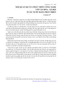 Mối quan hệ của phát triển công nghệ với văn hóa - xã hội ở các nước đang phát triển