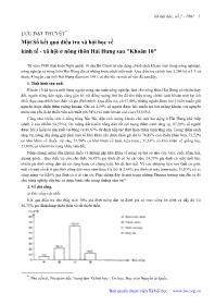 Một Số kết quả điều tra xã hội học về kinh tế - xã hội ở nông thôn Hải Hưng sau 