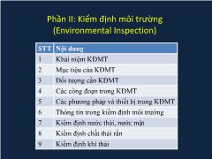 Phần II: Kiểm định môi trường (Environmental Inspection)