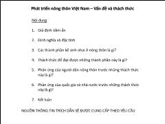 Phát triển nông thôn Việt Nam – Vấn đề và thách thức (Phần I)