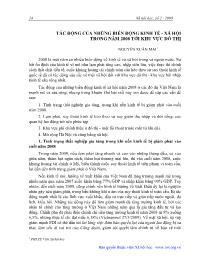 Tác động của những biến động kinh tế - xã hội trong năm 2008 tới khu vực đô thị