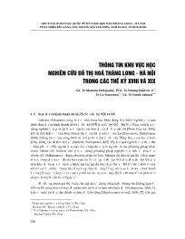 Thông tin khu vực học nghiên cứu đô thị hoá Thăng Long - Hà Nội trong các thế kỷ XVIII và XIX