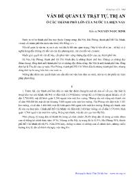 Vấn đề quản lý trật tự, trị an ở các thành phố lớn của nước ta hiện nay