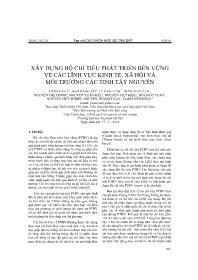 Xây dựng bộ chỉ tiêu phát triển bền vững về các lĩnh vực kinh tế, xã hội và môi trường các tỉnh Tây Nguyên