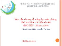 Yêu cầu chung về năng lực của phòng thử nghiệm và hiệu chuẩn (ISO/IEC 17025: 2005)