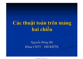 Bài giảng Các thuật toán trên mảng hai chiều