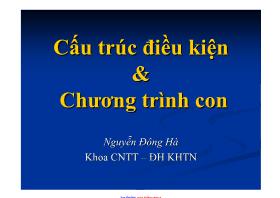 Bài giảng Cấu trúc điều kiện & Chương trình con