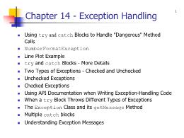 Bài giảng Chapter 14 - Exception Handling