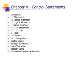 Bài giảng Chapter 4 - Control Statements