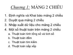 Bài giảng Chương 1: Mảng 2 chiều