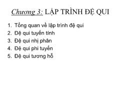 Bài giảng Chương 3: Lập trình đệ qui