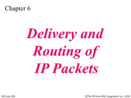 Bài giảng TCP/IP - Chapter 6: Delivery and Routing of IP Packets