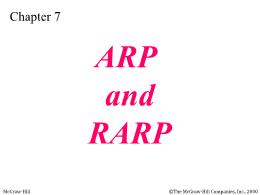 Bài giảng TCP/IP - Chapter 7: ARP and RARP