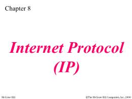 Bài giảng TCP/IP - Chapter 8: Internet Protocol (IP)