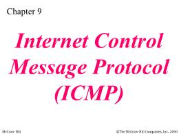 Bài giảng TCP/IP - Chapter 9: Internet Control Message Protocol (ICMP)