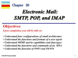 Bài giảng TCP/IP Protocol Suite - Chapter 20: Electronic Mail: SMTP, POP, and IMAP