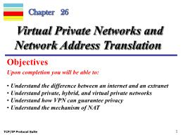 Bài giảng TCP/IP Protocol Suite - Chapter 26: Virtual Private Networks and Network Address Translation