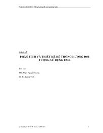 Giáo trình Phân tích và thiết kế hệ thống hướng đối tượng sử dụng UML (Phần 1)