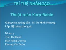 Trí tuệ nhân tạo - Thuật toán Karp-Rabin